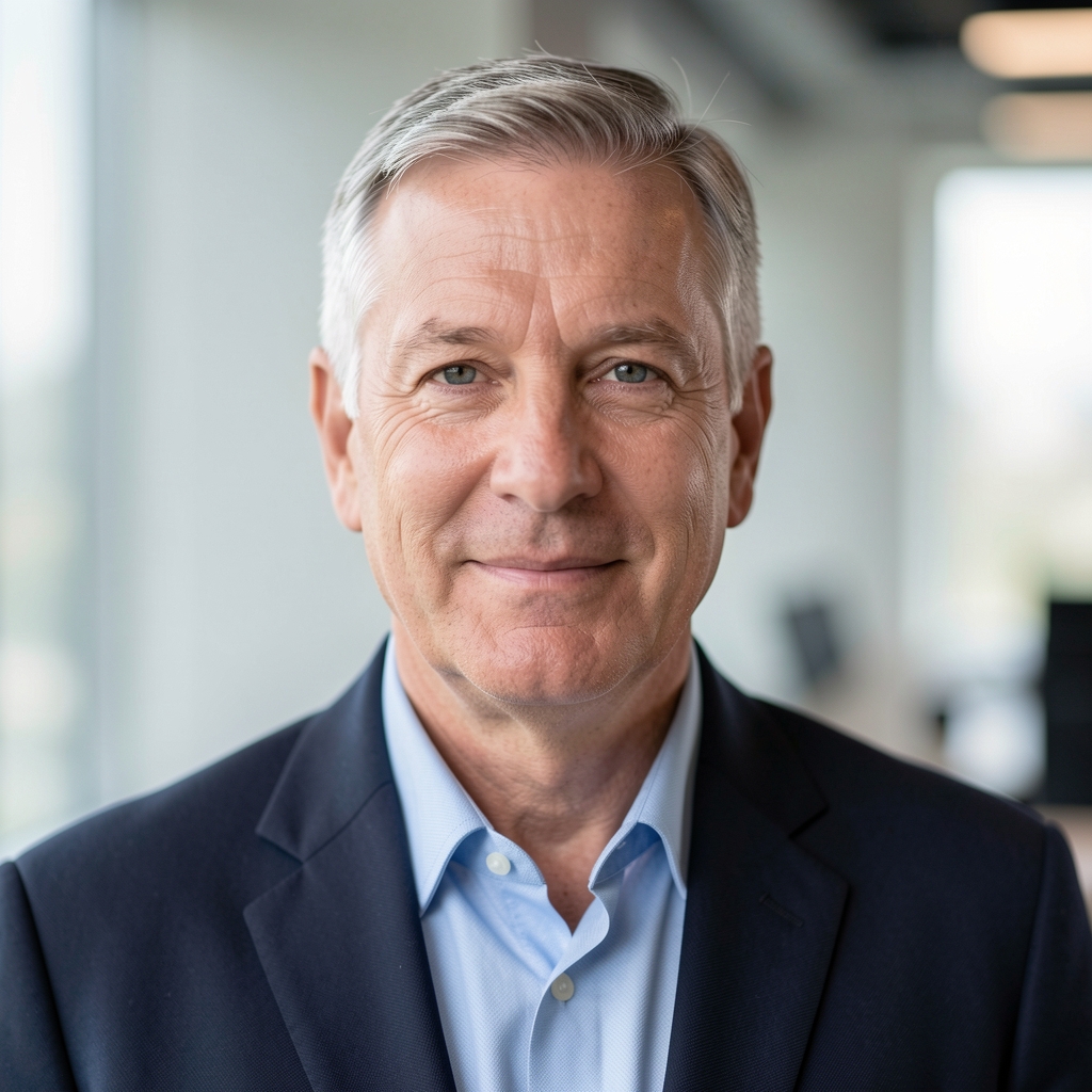 Professional headshot of a senior male technology executive in a dark blazer against a neutral office background